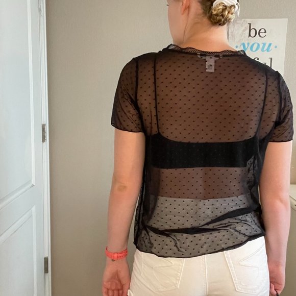 Victoria's Secret Polkadot Mesh Shirt - Picture 5 of 7